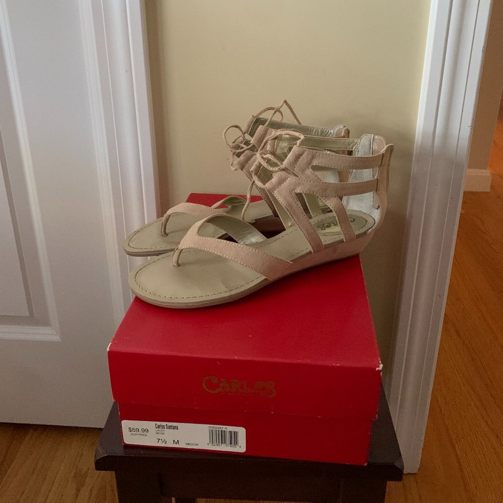 Carlos Santana Women Lacey Gladiator Sandals Size 7.5 M Color Beige